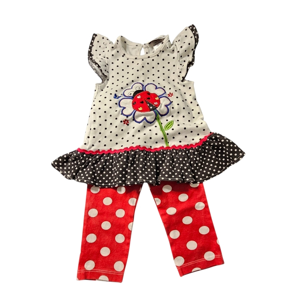 Hartstrings Polka Dot Ladybug Kids Matching Set - Red, Black, White